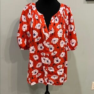 St. John's Bay Red Floral Blouse- Worn once